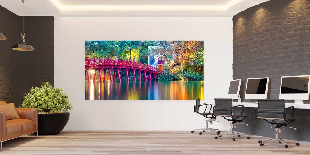 Kırmızı Köprü ve Yansımalı Göl Büyük Duvar Dekoru 14073