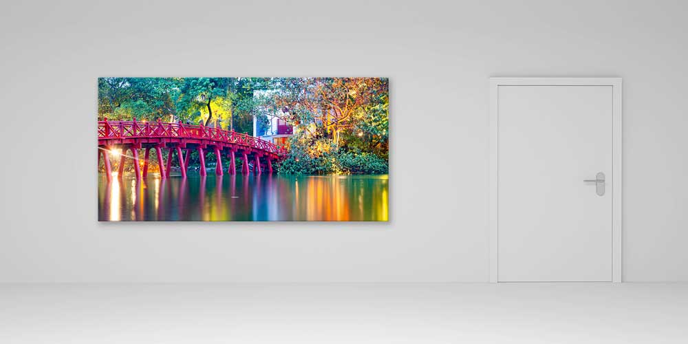 Kırmızı Köprü ve Yansımalı Göl Büyük Duvar Dekoru 14073