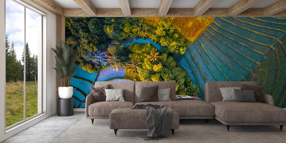 Teras Tarım Arazileri ve Orman Kuşbakışı Duvar Kaplaması 12862