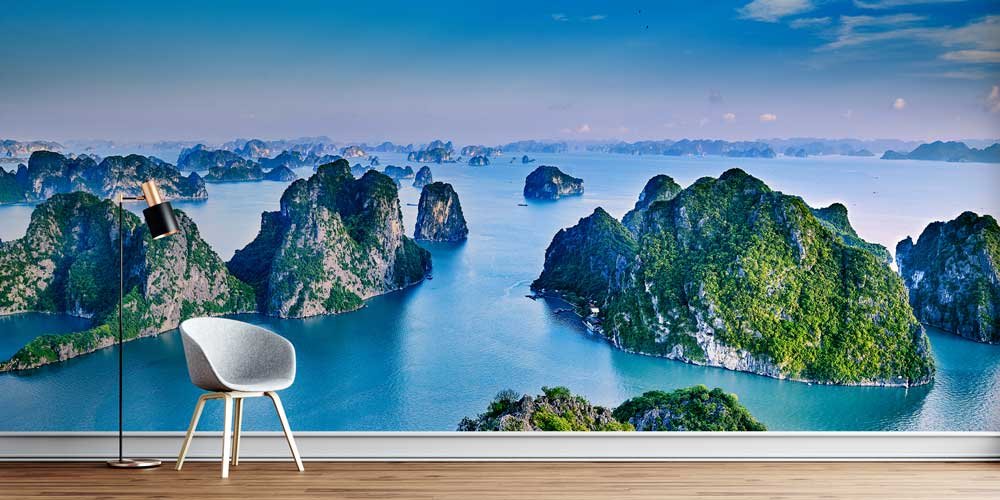 wall-cover-wallpaper-12871-00 Panoramik Ada ve Turkuaz Deniz Manzarası Duvar Kaplaması 12871