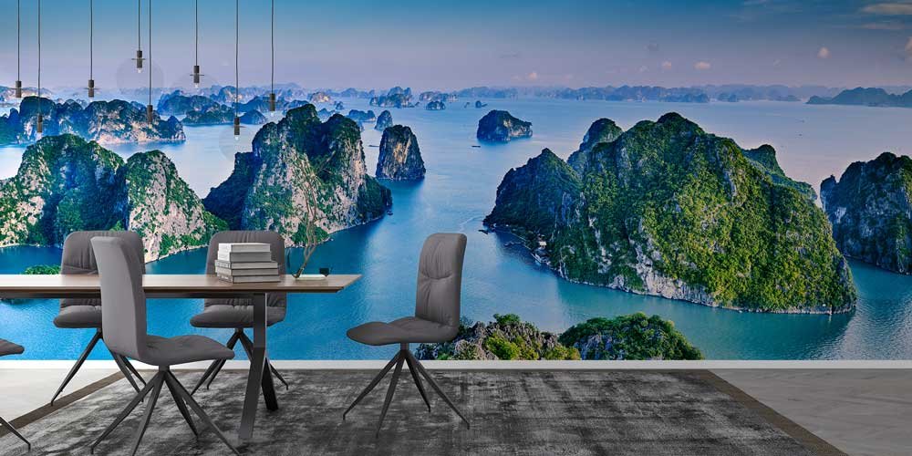 Panoramik Ada ve Turkuaz Deniz Manzarası Duvar Kaplaması 12871