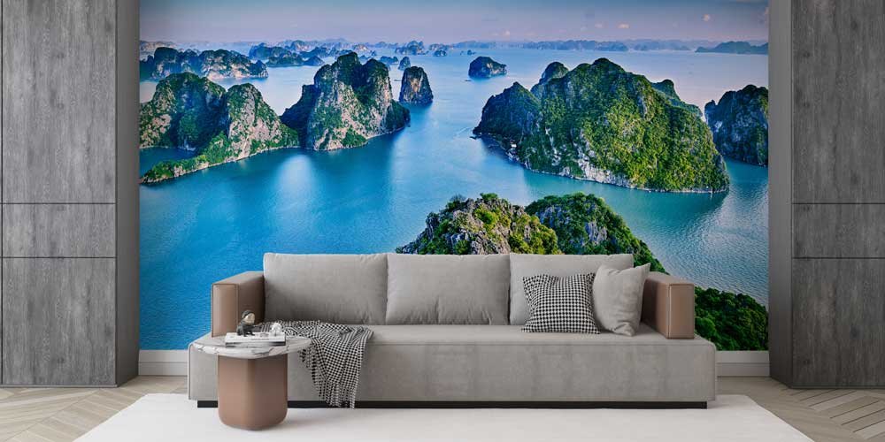 Panoramik Ada ve Turkuaz Deniz Manzarası Duvar Kaplaması 12871