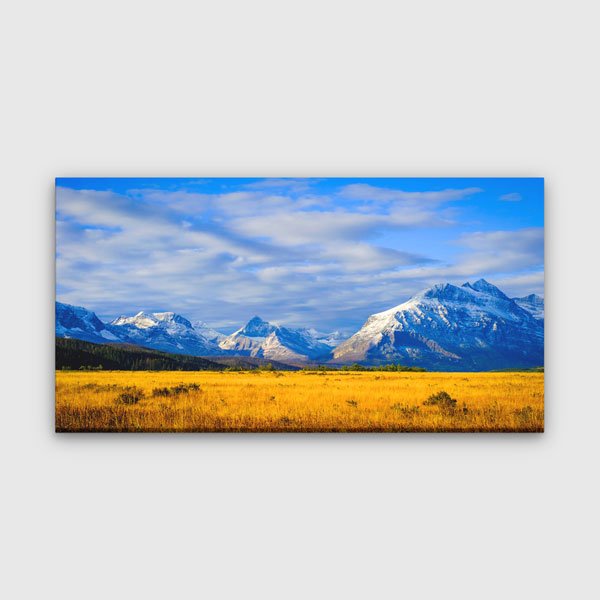 wall-decor-13767-00 Altın Çayırlar ve Karlı Dağlar Doğa Manzarası Duvar Tablosu – 13767