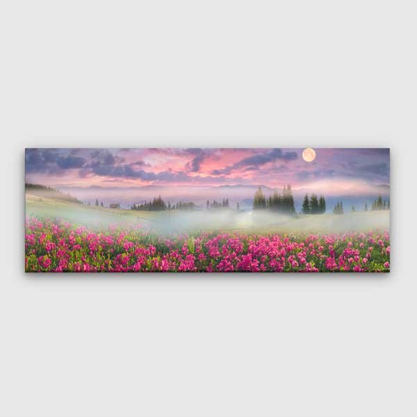 wall-decor-13796-00 Pembe Çiçekli Sisli Manzara Kanvas Tablo 13796