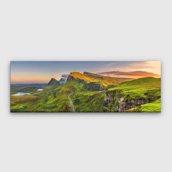 wall-decor-13799-00 Yeşil Dağlar ve Günbatımı Manzaralı Kanvas Tablo 13799