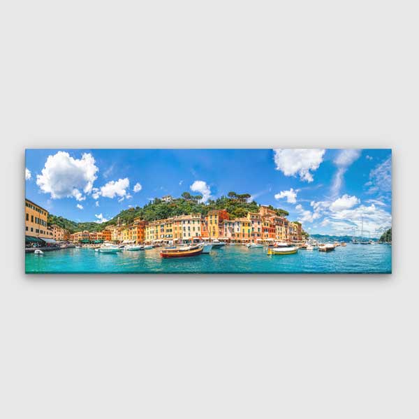 wall-decor-13810-00 Renkli Akdeniz Sahili ve Marina Manzaralı Kanvas Tablo 13810