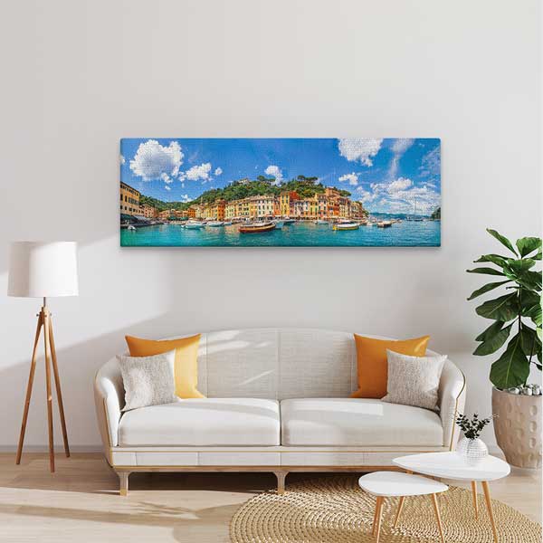 Renkli Akdeniz Sahili ve Marina Manzaralı Kanvas Tablo 13810