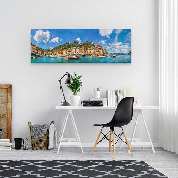 Renkli Akdeniz Sahili ve Marina Manzaralı Kanvas Tablo 13810