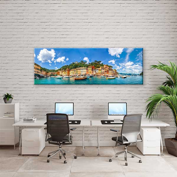 Renkli Akdeniz Sahili ve Marina Manzaralı Kanvas Tablo 13810