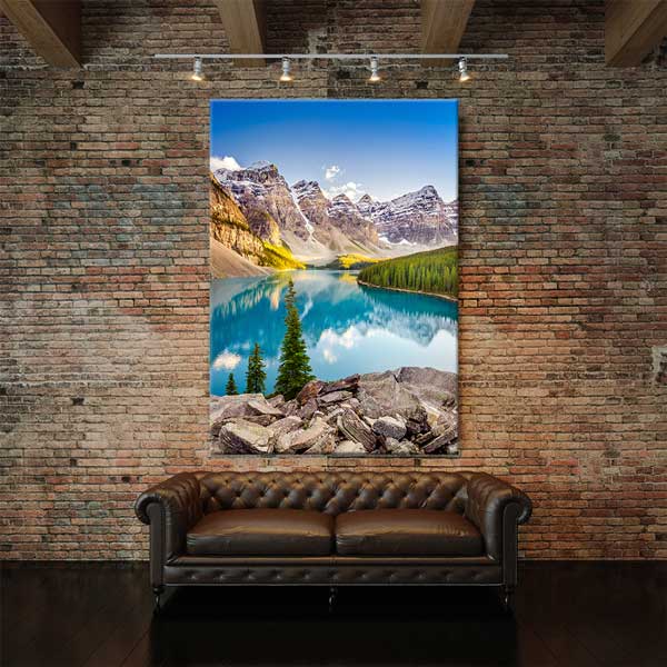 Turkuaz Dağ Gölü ve Zirve Manzarası Kanvas Tablo 13861