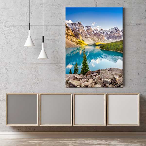 Turkuaz Dağ Gölü ve Zirve Manzarası Kanvas Tablo 13861