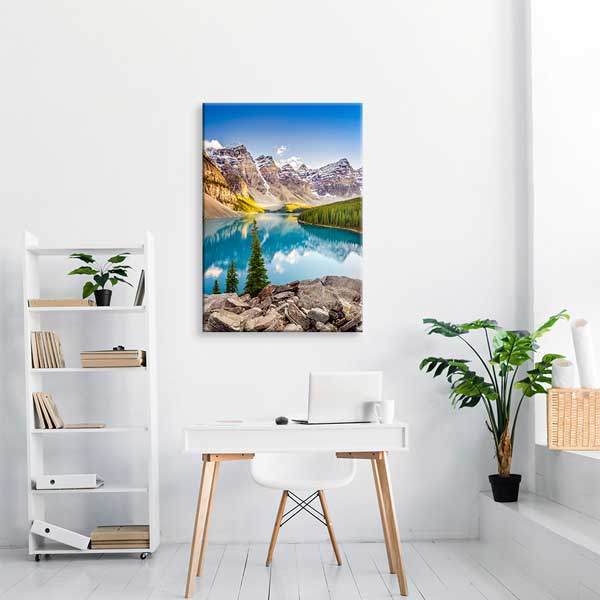 Turkuaz Dağ Gölü ve Zirve Manzarası Kanvas Tablo 13861
