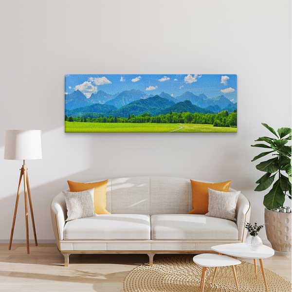 Dağ Manzarası ve Yeşil Ova Görünümlü Kanvas Tablo 13863