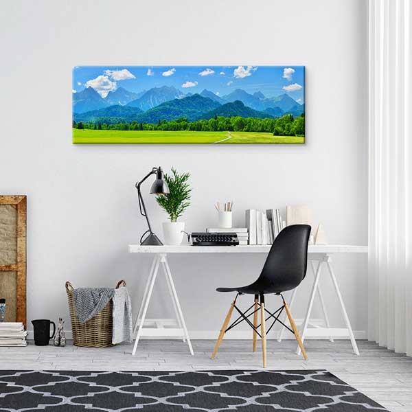 Dağ Manzarası ve Yeşil Ova Görünümlü Kanvas Tablo 13863