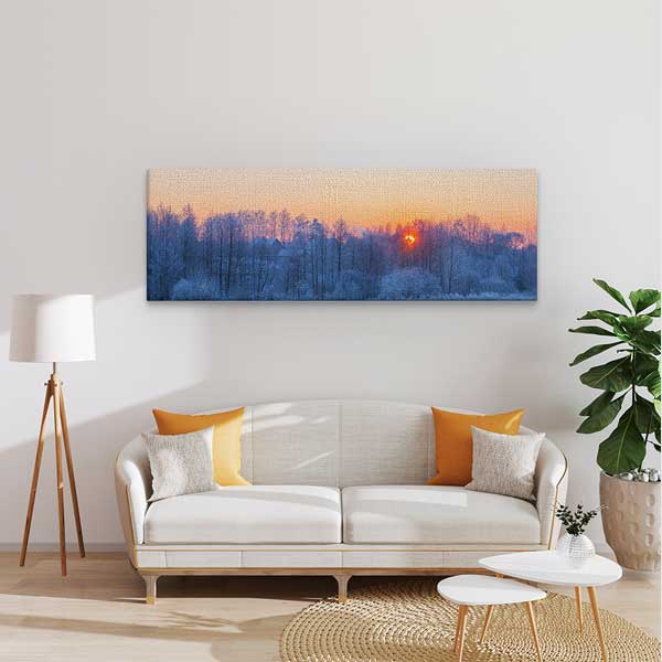 Karlı Orman Gün Batımı Kanvas Tablo 13899