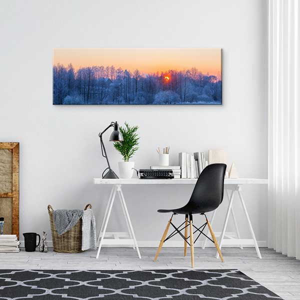 Karlı Orman Gün Batımı Kanvas Tablo 13899