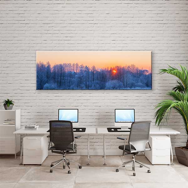 Karlı Orman Gün Batımı Kanvas Tablo 13899