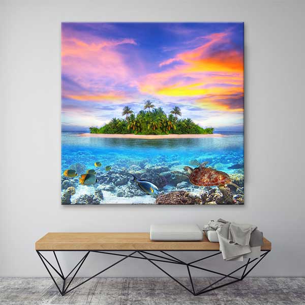 Mercan Adası Tropikal Deniz Altı Manzarası Kanvas Tablo – 13923