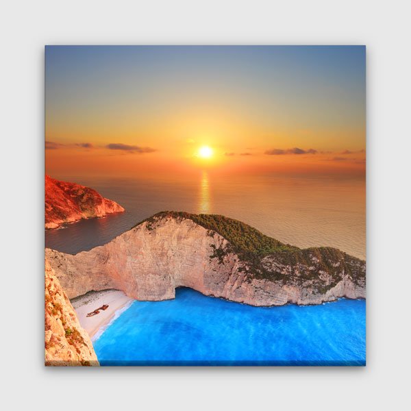 Gün Batımı Turkuaz Sahil Manzarası Kanvas Tablo – 13927