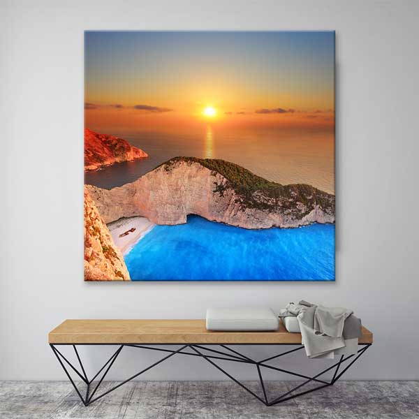 Gün Batımı Turkuaz Sahil Manzarası Kanvas Tablo – 13927