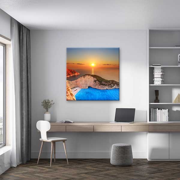 Gün Batımı Turkuaz Sahil Manzarası Kanvas Tablo – 13927