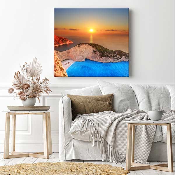 Gün Batımı Turkuaz Sahil Manzarası Kanvas Tablo – 13927