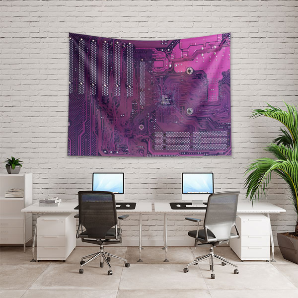 Mor Devre Kartı Tasarımlı Teknoloji Duvar Örtüsü 5408