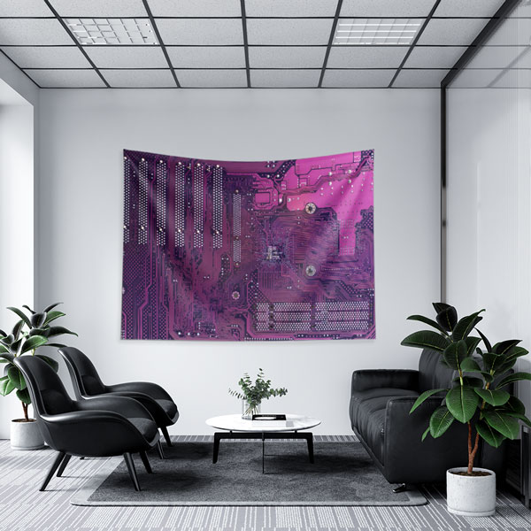 Mor Devre Kartı Tasarımlı Teknoloji Duvar Örtüsü 5408