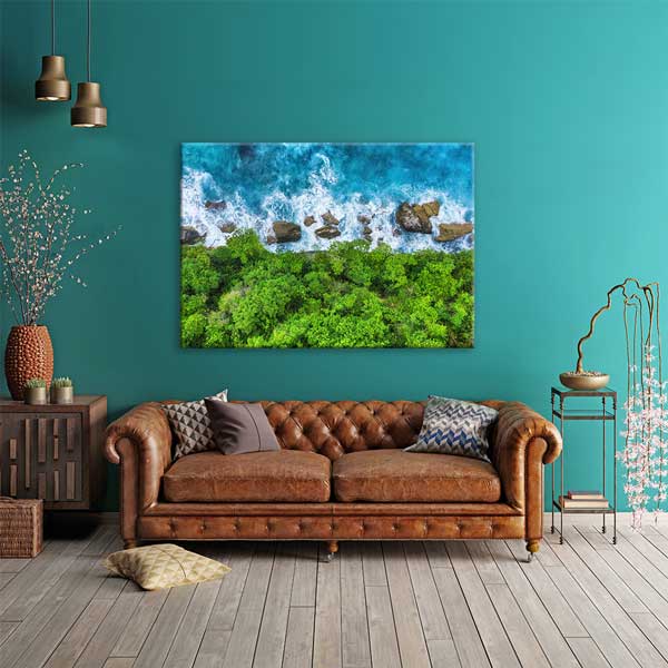 Hava Çekimi Sahil ve Orman Sınırı Kanvas Tablo 13350