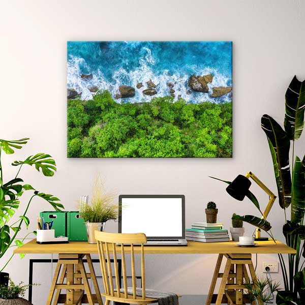 Hava Çekimi Sahil ve Orman Sınırı Kanvas Tablo 13350