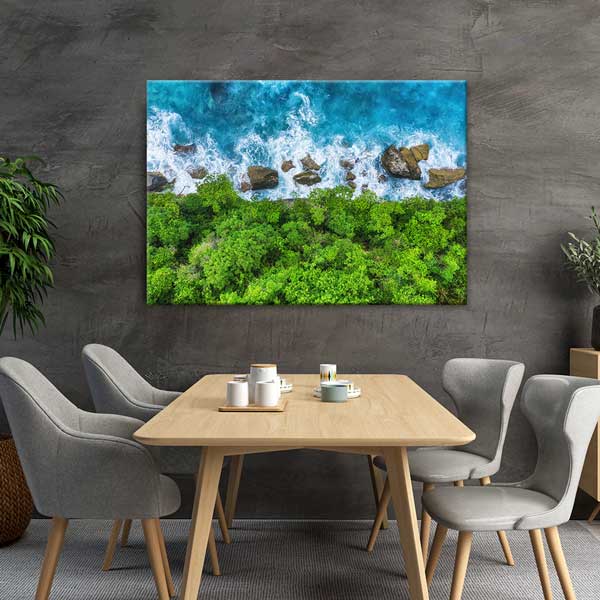 Hava Çekimi Sahil ve Orman Sınırı Kanvas Tablo 13350