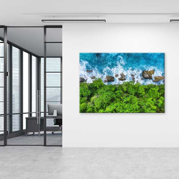 Hava Çekimi Sahil ve Orman Sınırı Kanvas Tablo 13350