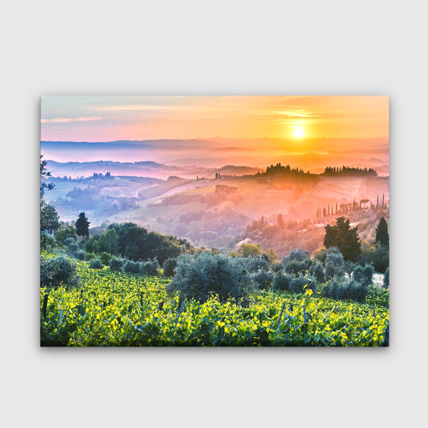 Toskana Gün Batımı Bağ Manzarası Kanvas Tablo 13424