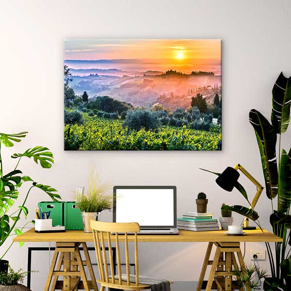 Toskana Gün Batımı Bağ Manzarası Kanvas Tablo 13424