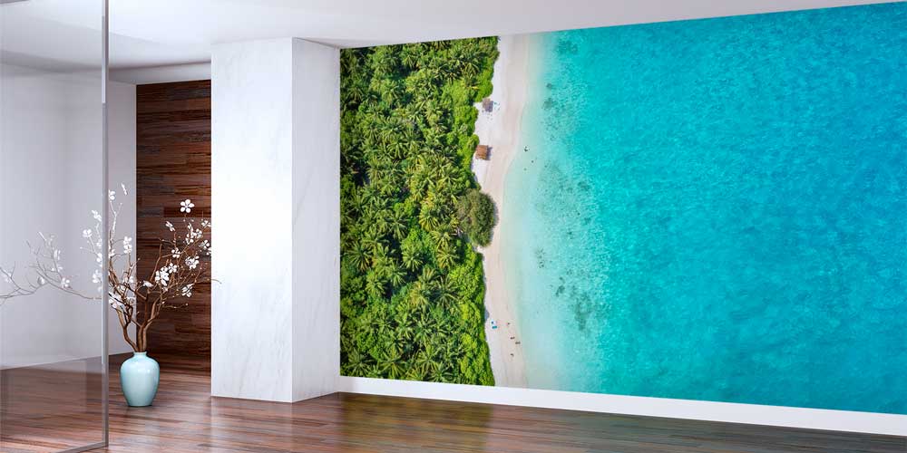 Gün batımı gökyüzü eşliğinde palmiye ağaçlarının siluetlerinden oluşan tropikal duvar kağıdı. 12826