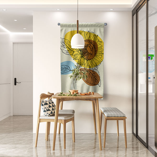 Minimal Ayçiçeği Çizim Tasarımlı Duvar Flaması 6295