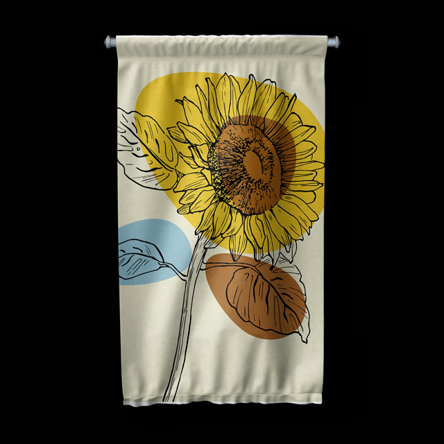 Minimal Ayçiçeği Çizim Tasarımlı Duvar Flaması 6295