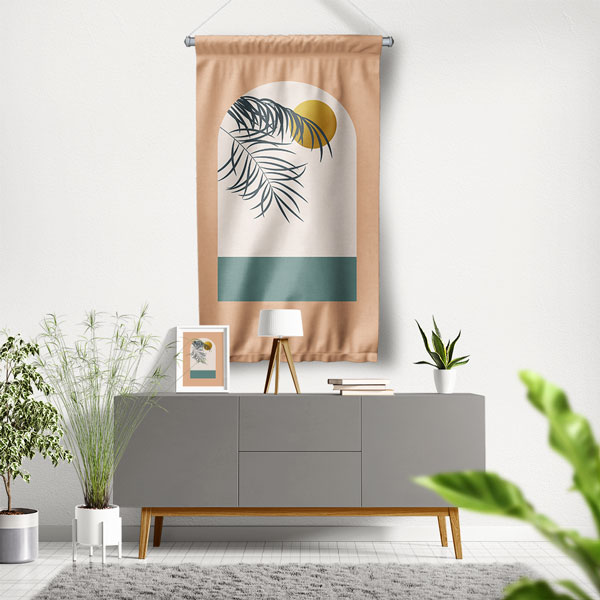 Minimal Palmiye Yapraklı Duvar Flaması 6303