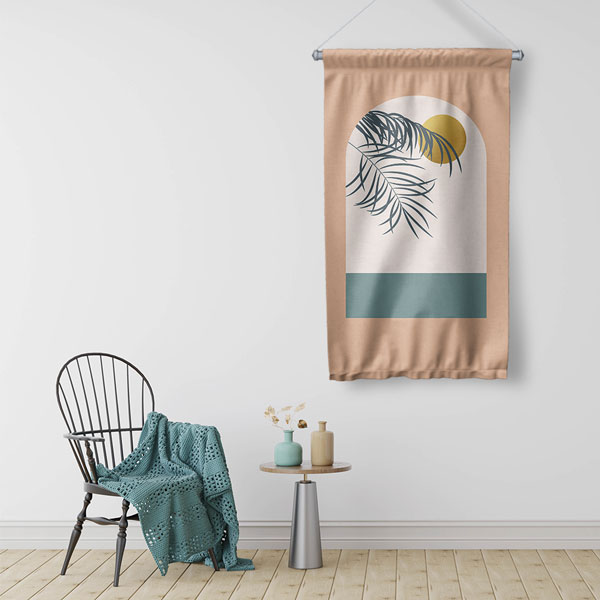 Minimal Palmiye Yapraklı Duvar Flaması 6303