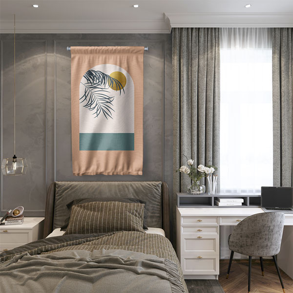 Minimal Palmiye Yapraklı Duvar Flaması 6303