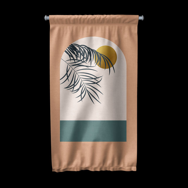 Minimal Palmiye Yapraklı Duvar Flaması 6303