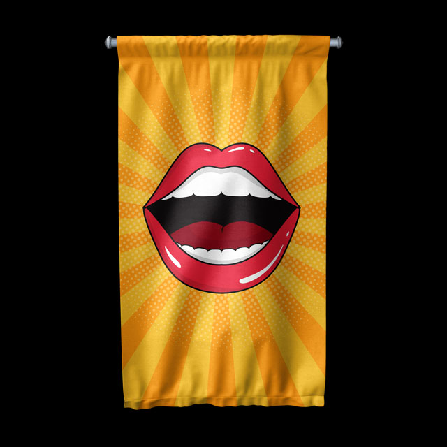 Diş Klinikleri için Pop Art Dudak Desenli Duvar Flaması 6042