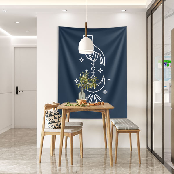 Ay ve El Sembol Tasarımlı Minimal Duvar Örtüsü – Mistikal Modern Dekor 6275