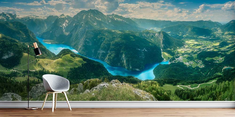 Panoramik Dağ ve Göl Manzarası Duvar Kağıdı 13005