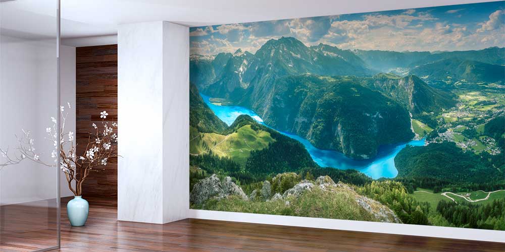 Panoramik Dağ ve Göl Manzarası Duvar Kağıdı 13005