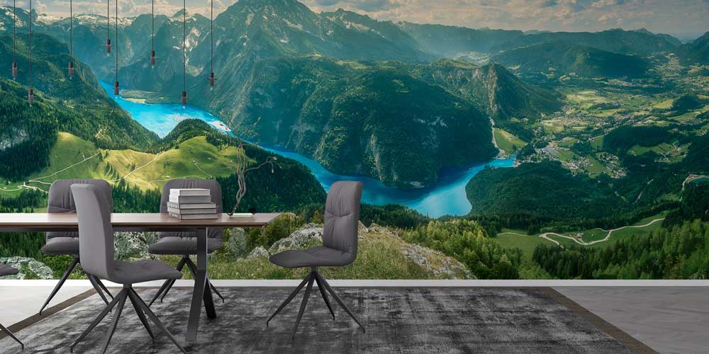 Panoramik Dağ ve Göl Manzarası Duvar Kağıdı 13005