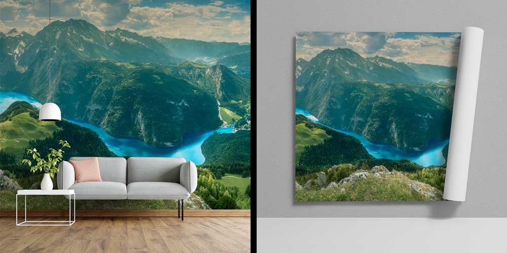 Panoramik Dağ ve Göl Manzarası Duvar Kağıdı 13005