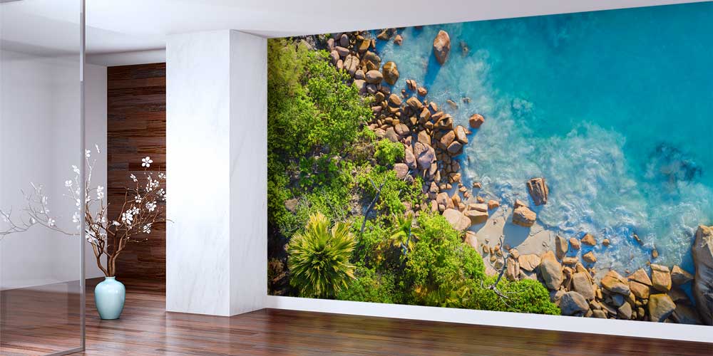 Turkuaz Kaya Sahili Tepeden Çekim Duvar Kağıdı 12813