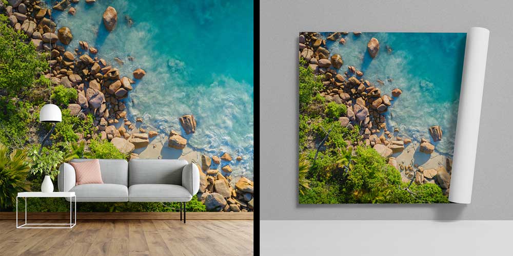 Turkuaz Kaya Sahili Tepeden Çekim Duvar Kağıdı 12813