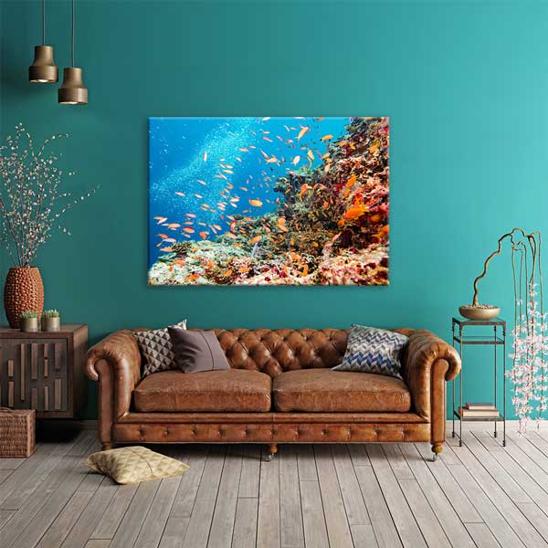 Tropikal Mercan ve Renkli Balıklar Kanvas Tablo 13330